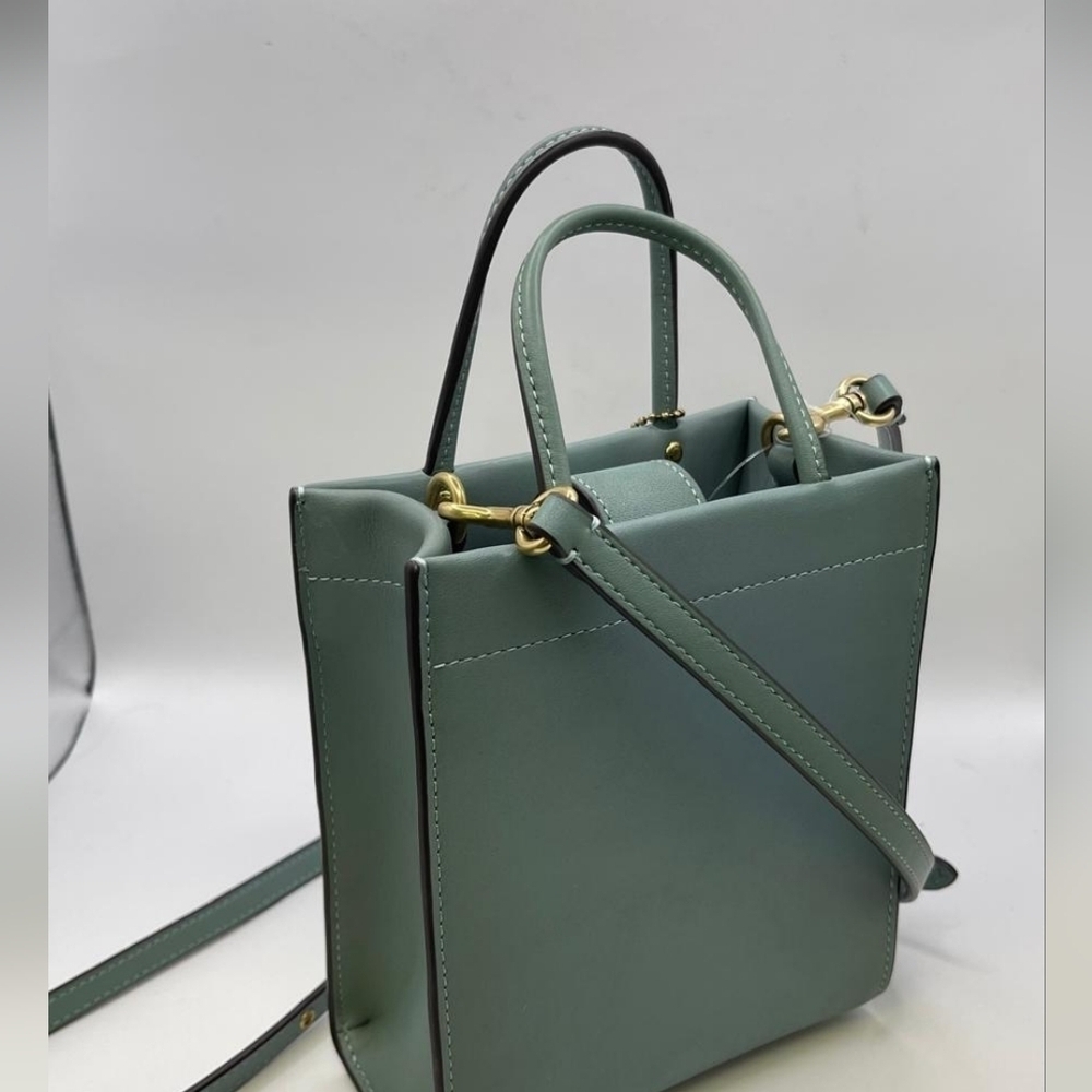 Coach Mini Cashin Tote NWOT crossbody bag purse blue/light blue/sage - Picture 4 of 6